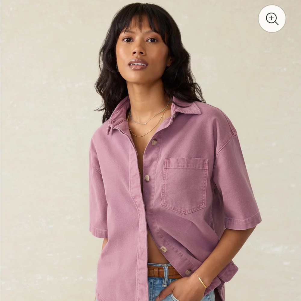 Faherty Sunwashed Canvas Overshirt - Weathered Orchid